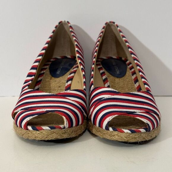 Adrienne Vittadini Bailee Wedge White, Blue, Red | Women Size 9 - Picture 4 of 12